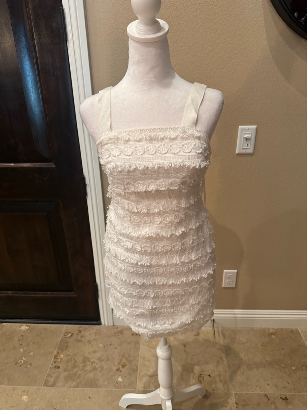 Ted Baker Ivory Fringe-Trim Mini Dress